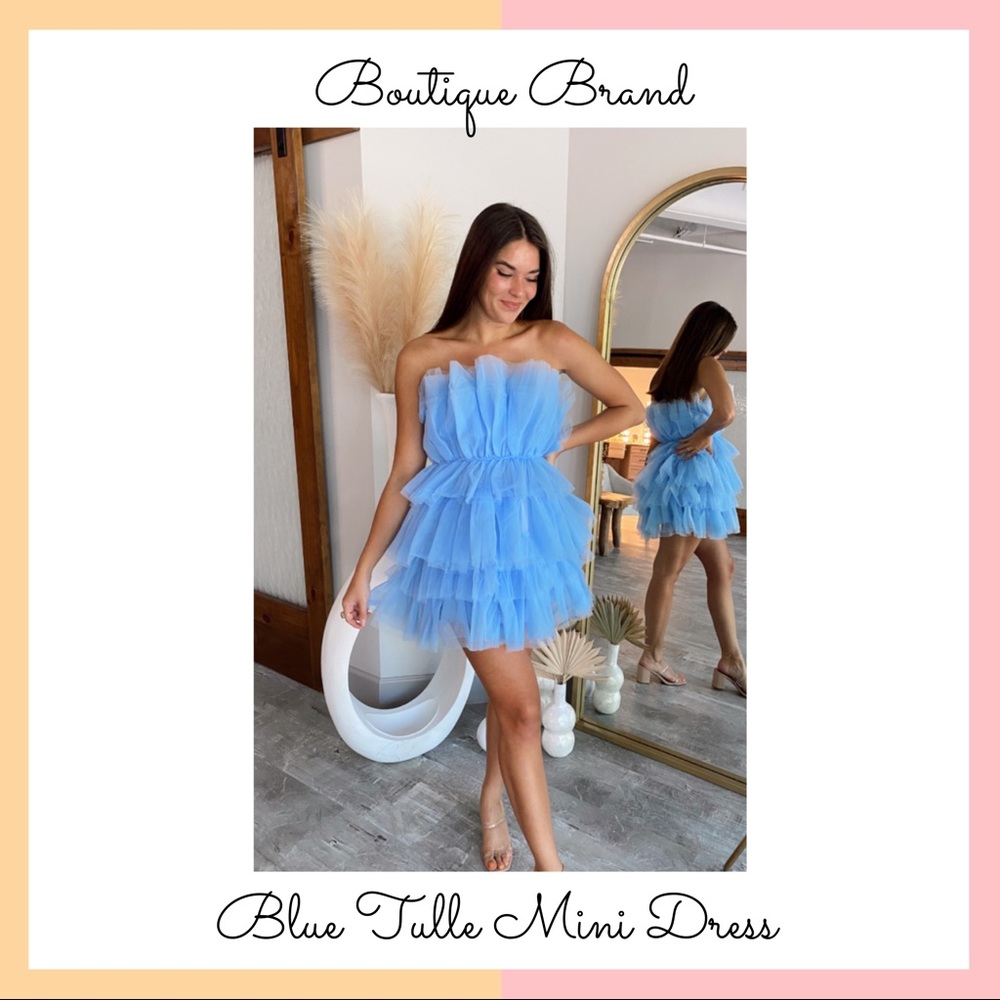 Blue Tulle Mini Dress